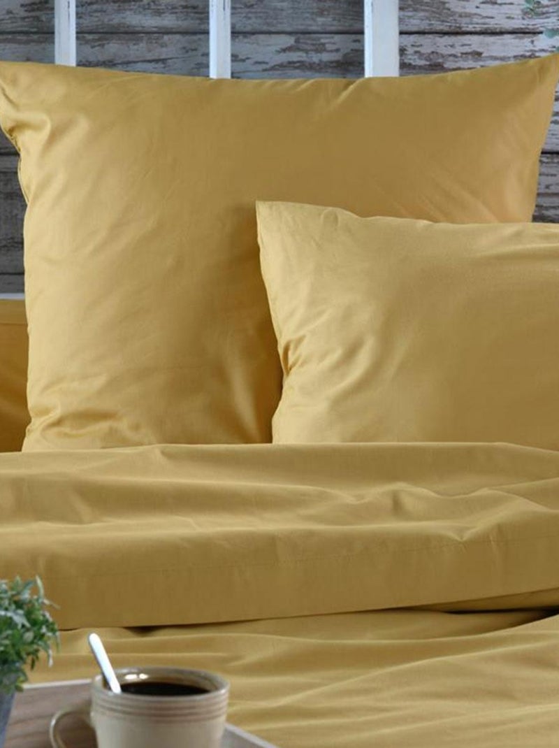 Taie d'oreiller en percale de coton 80 fils Moutarde - Kiabi