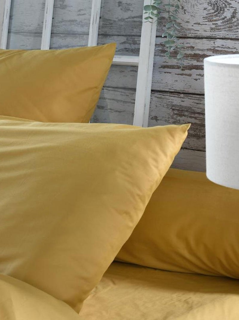 Taie d'oreiller en percale de coton 80 fils Moutarde - Kiabi