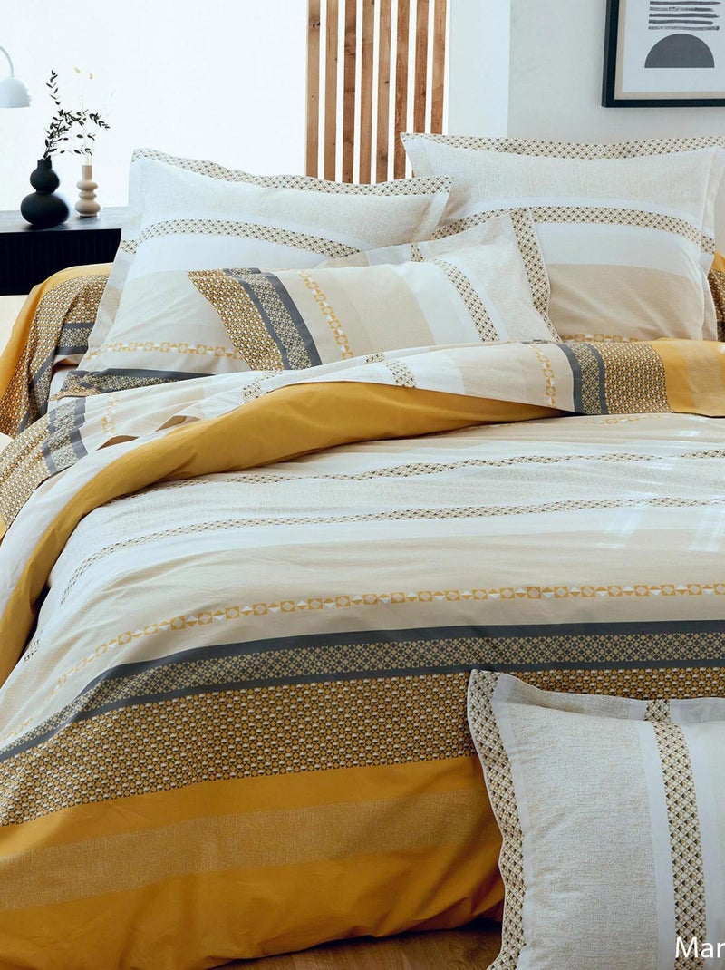 Taie d'oreiller en percale de coton au style ethnique chic Jaune - Kiabi