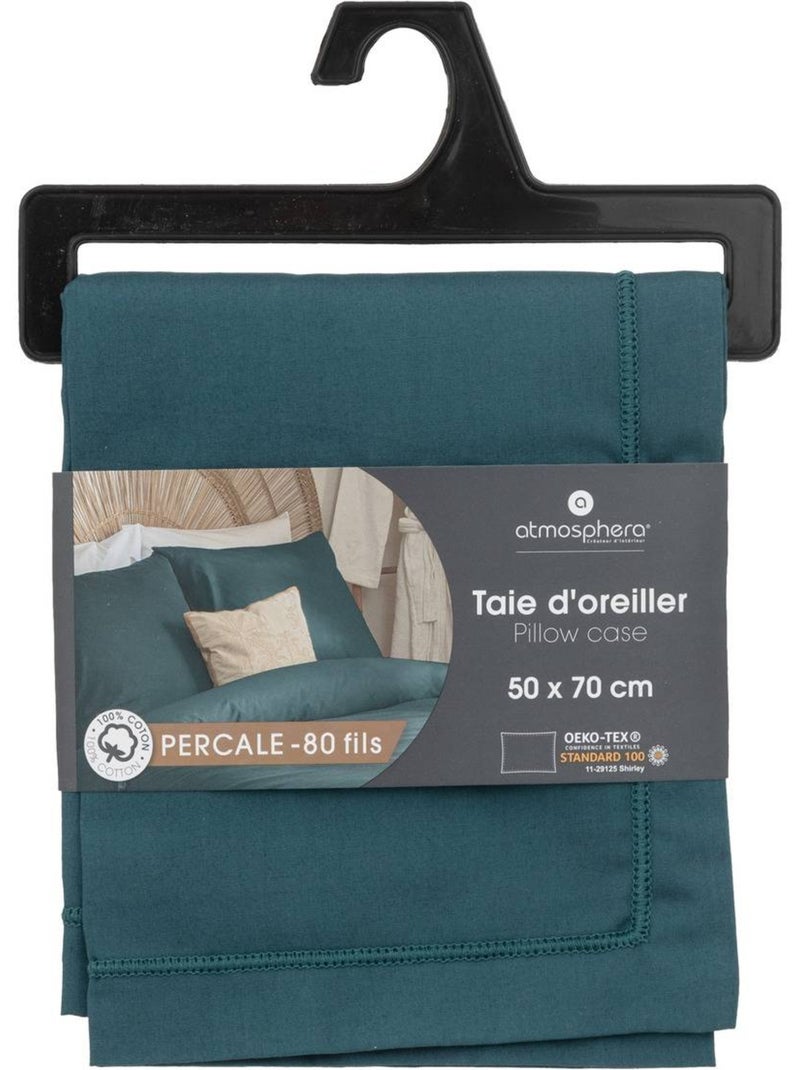 Taie d'oreiller en percale de coton LANDIHA Bleu foncé - Kiabi