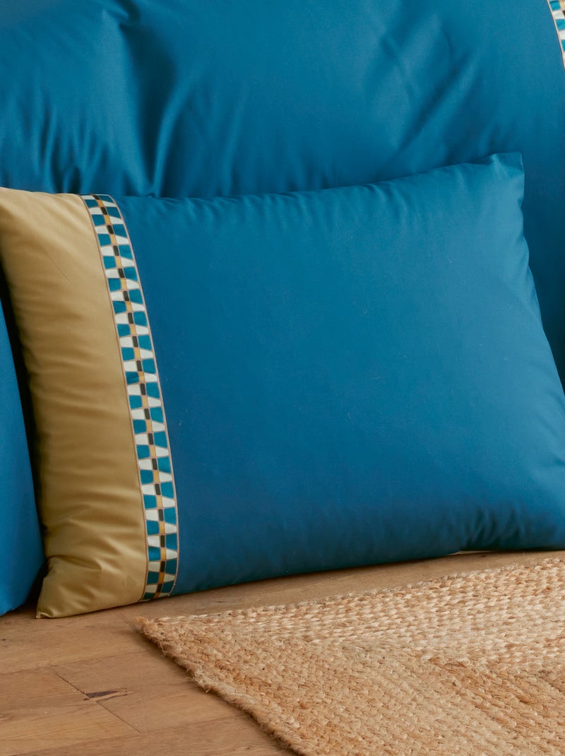 Taie d'oreiller en percale de coton LINOA bleu cobalt Bleu cobalt - Kiabi