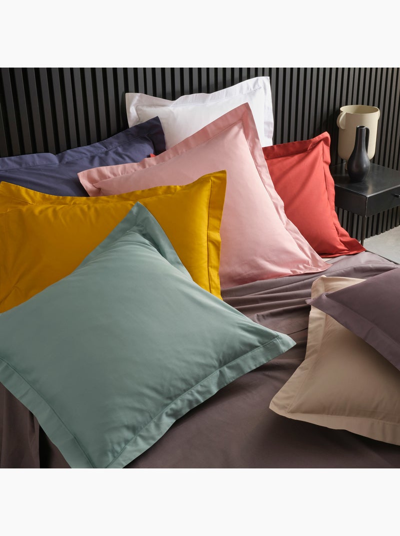 Taie d'oreiller en percale uni 78 fils Terracotta - Kiabi