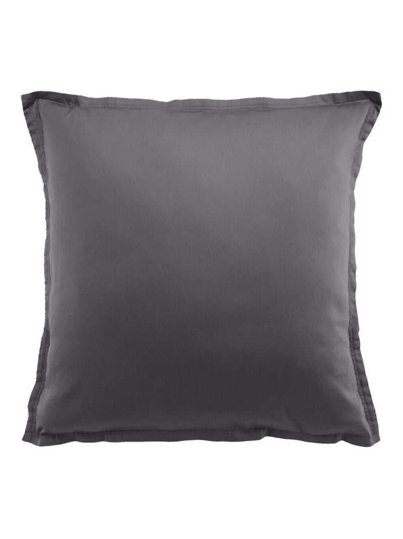 Taie d'oreiller en Satin de Coton Gris foncé - Kiabi