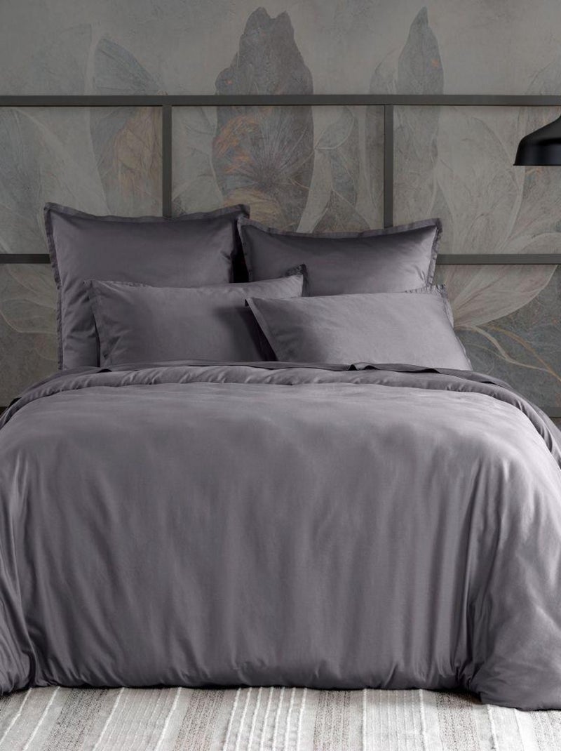 Taie d'oreiller en Satin de Coton Gris foncé - Kiabi