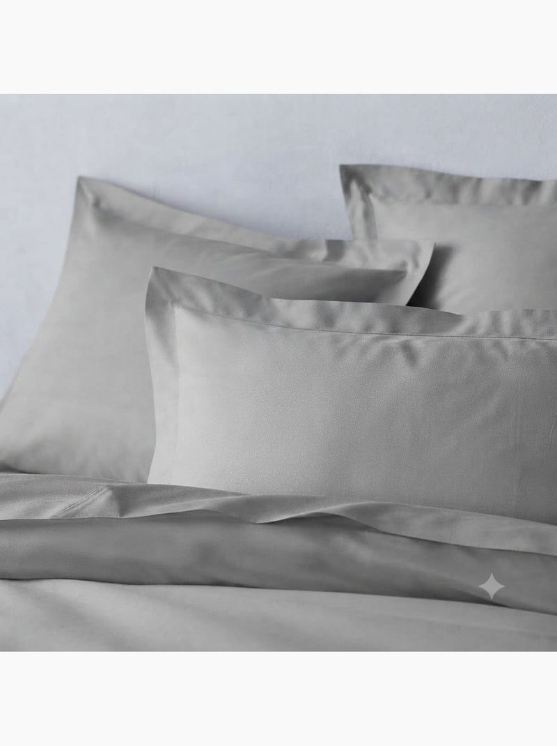 Taie d'oreiller en satin de coton Gris - Kiabi