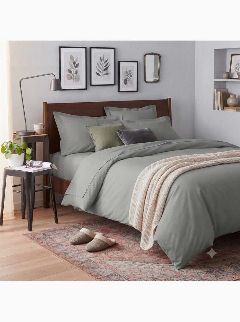 Taie d'oreiller en satin de coton Gris - Kiabi