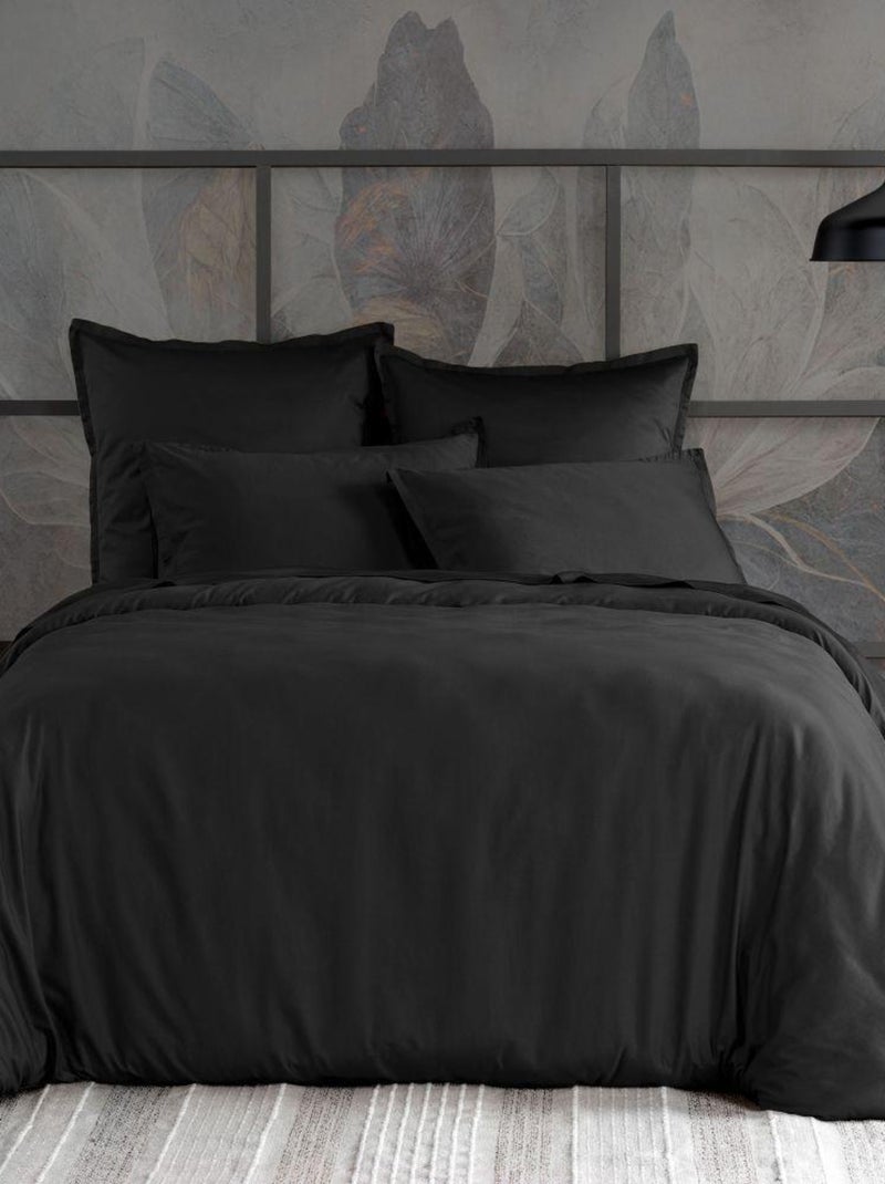 Taie d'oreiller en Satin de Coton Noir - Kiabi