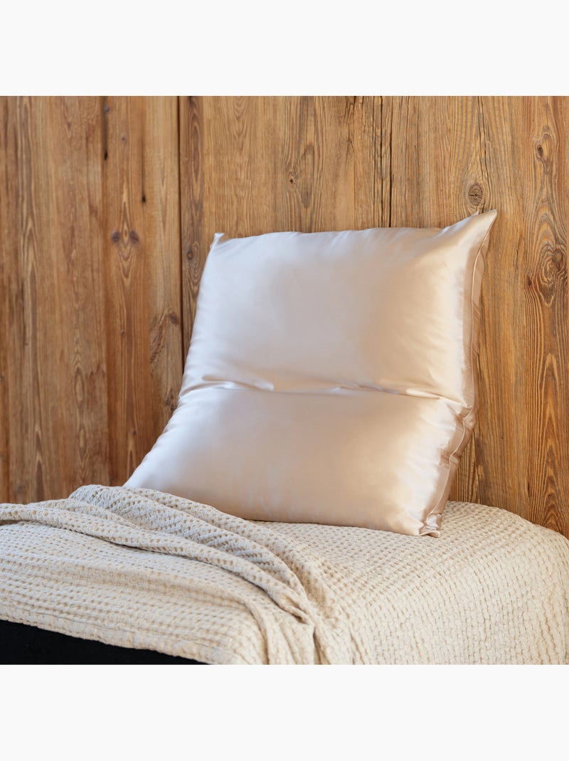 Taie d’oreiller en soie anti frisotti et anti-âge Beige - Kiabi