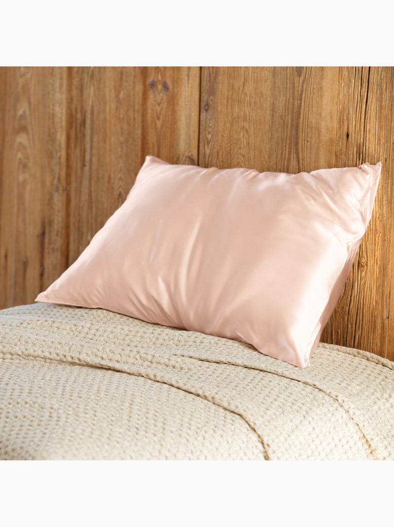 Taie d’oreiller en soie anti frisotti et anti-âge Rose - Kiabi