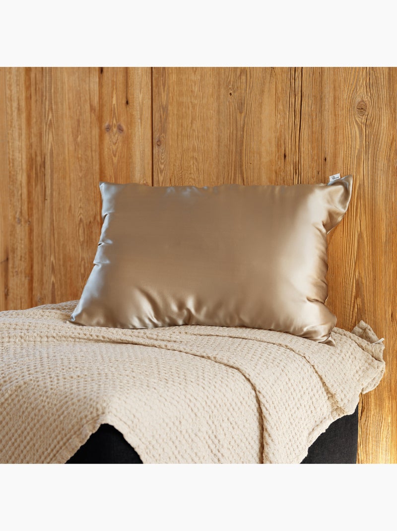 Taie d’oreiller en soie anti frisotti et anti-âge Taupe - Kiabi