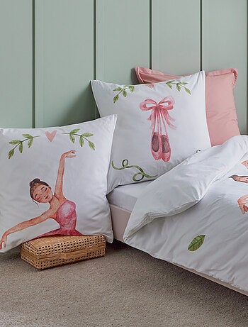 Taie d’oreiller enfant en percale motif danseuse étoile