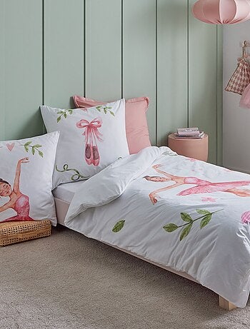 Taie d’oreiller enfant en percale motif danseuse étoile