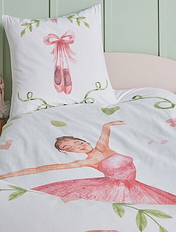 Taie d’oreiller enfant en percale motif danseuse étoile