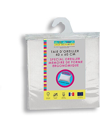 Taie d'Oreiller Extensible 100% Coton - Linge des Familles