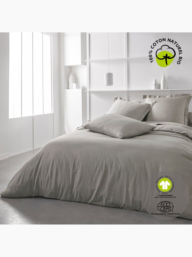 Taie d'oreiller finition volant uni coton ORGANIC Beige - Kiabi