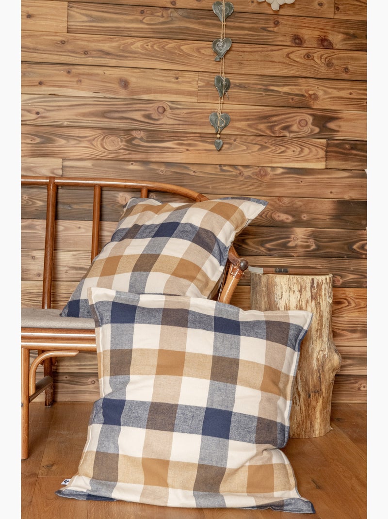 Taie d’oreiller flanelle de coton basile – carreaux Jaune - Kiabi