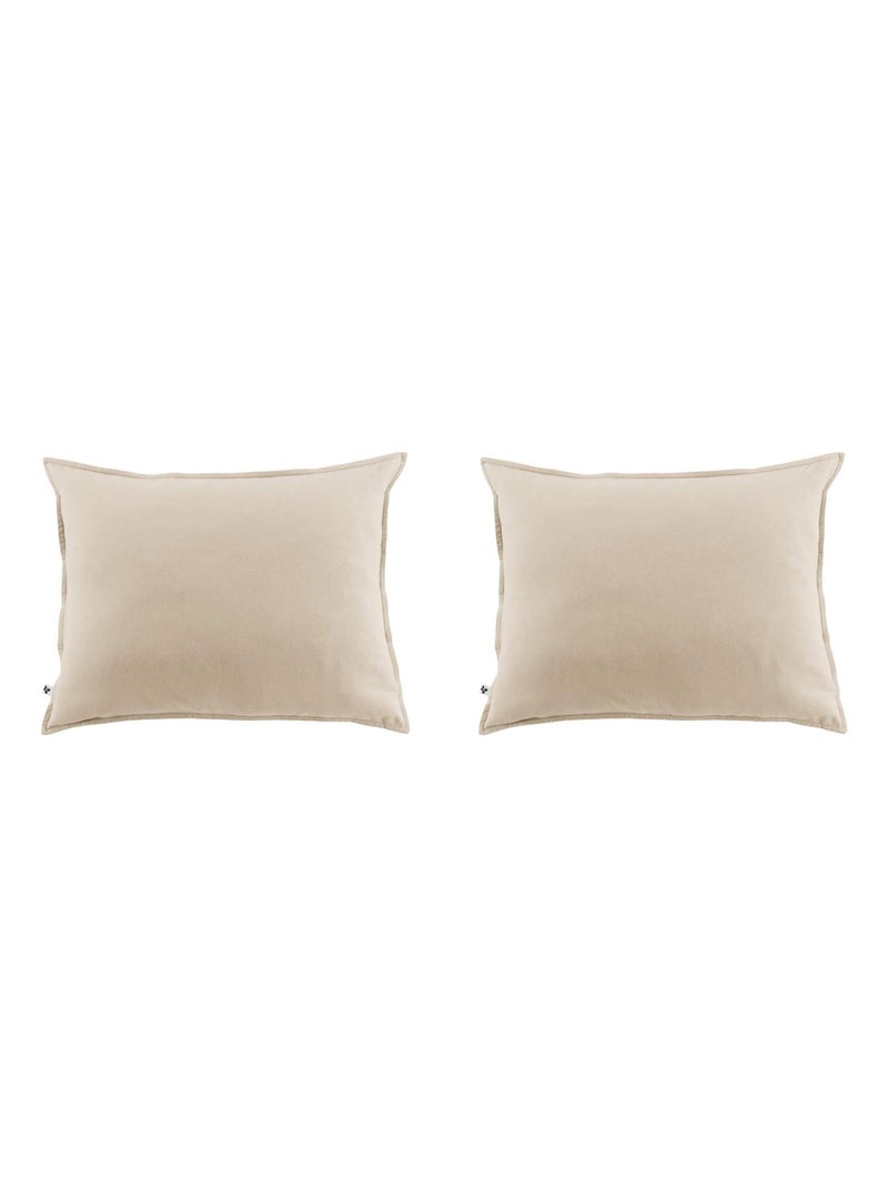 Taie d'oreiller flanelle (lot de 2) Beige - Kiabi