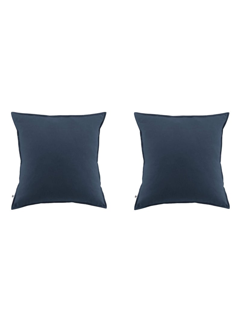 Taie d'oreiller flanelle (lot de 2) Bleu marine - Kiabi