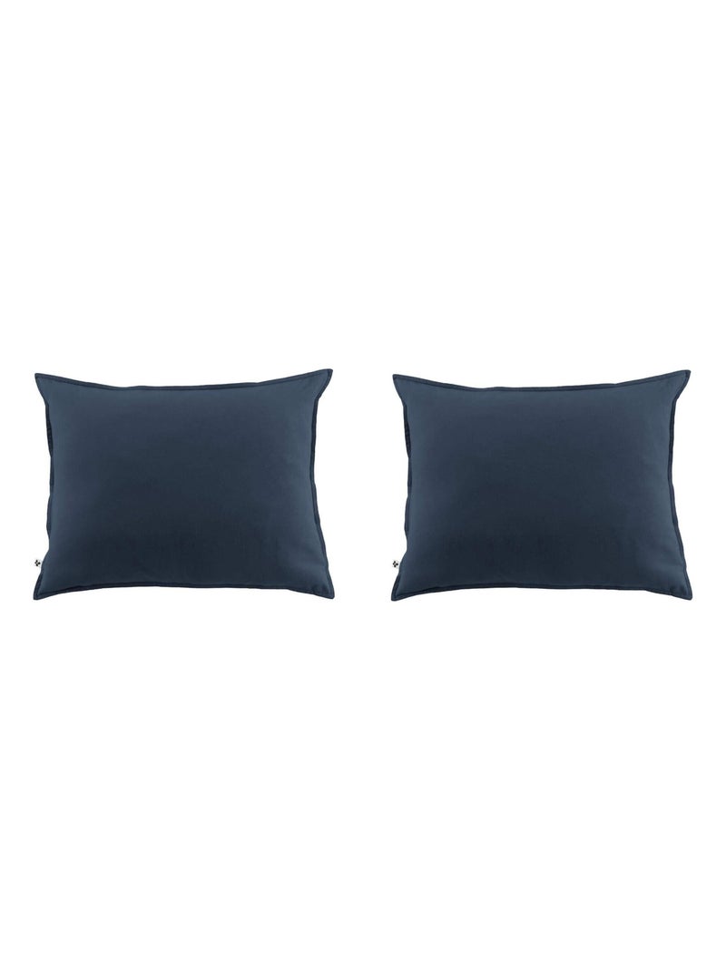 Taie d'oreiller flanelle (lot de 2) Bleu marine - Kiabi