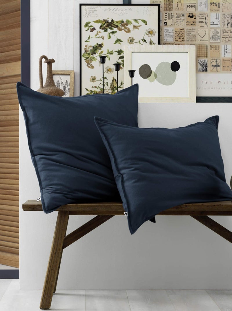 Taie d'oreiller flanelle (lot de 2) Bleu marine - Kiabi