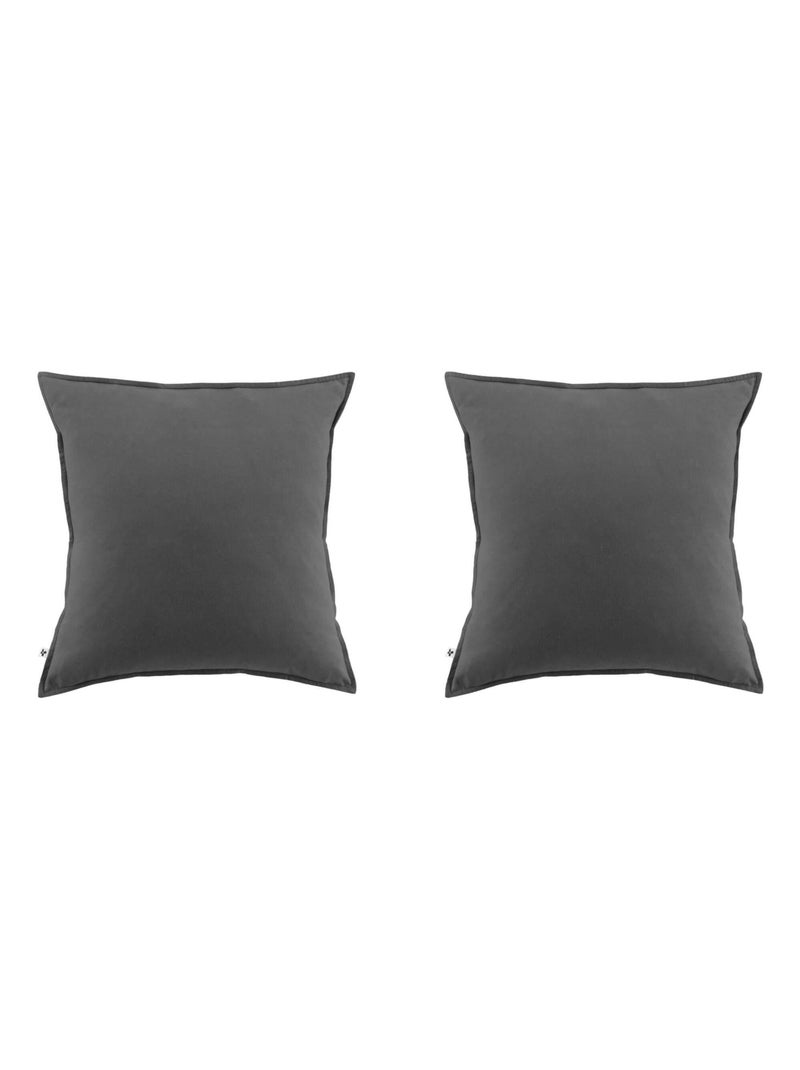 Taie d'oreiller flanelle (lot de 2) gris anthracite - Kiabi
