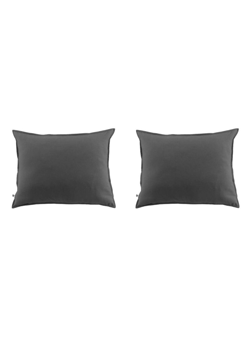 Taie d'oreiller flanelle (lot de 2) gris anthracite - Kiabi