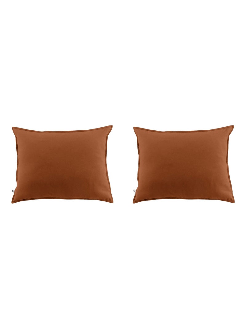 Taie d'oreiller flanelle (lot de 2) Orange - Kiabi