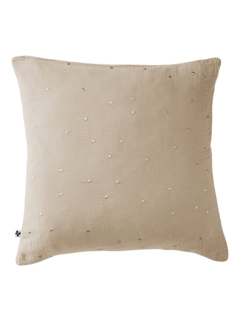 Taie d'oreiller Gaze Coton Gaia Chics Beige foncé - Kiabi