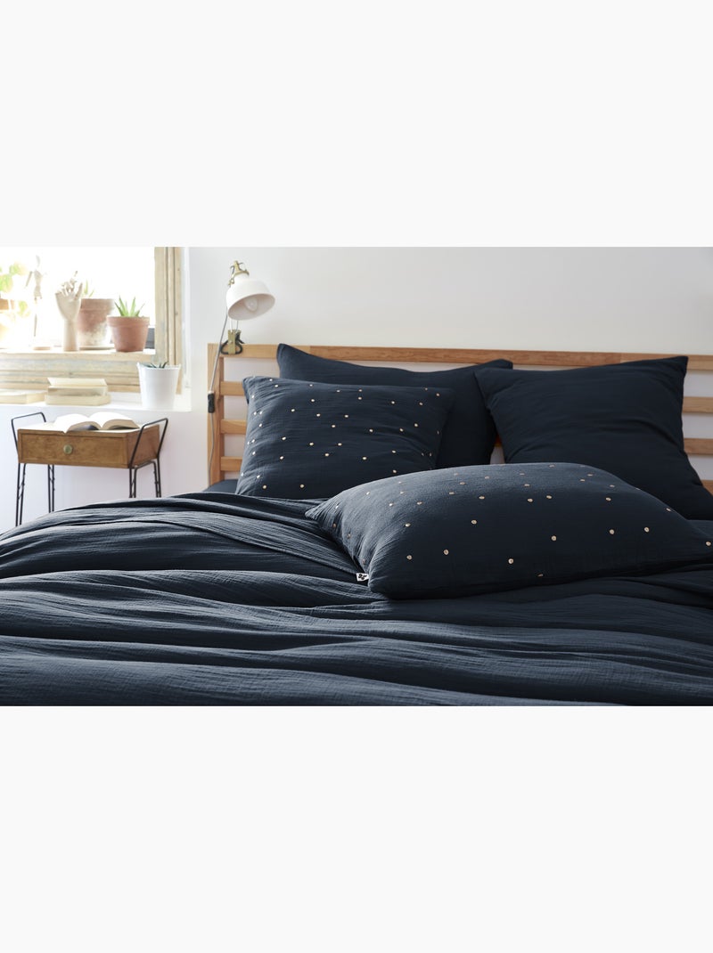 Taie d'oreiller Gaze Coton Gaia Chics Bleu - Kiabi