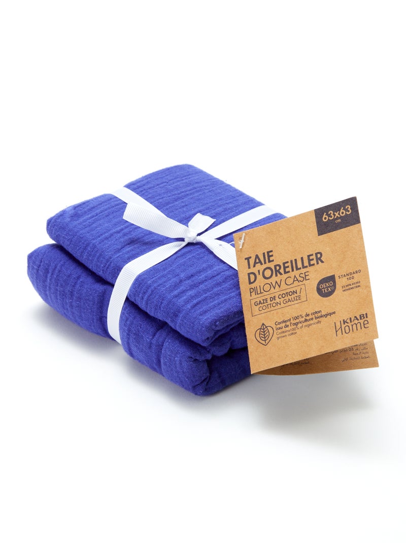 Taie d'oreiller gaze de coton 50 x 70 ou 63 x 63 cm - Kiabi Home Bleu roy - Kiabi