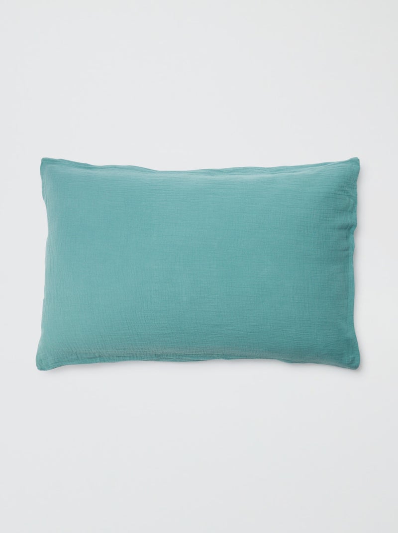 Taie d'oreiller gaze de coton 50 x 70 ou 63 x 63 cm - Kiabi Home Bleu turquoise - Kiabi