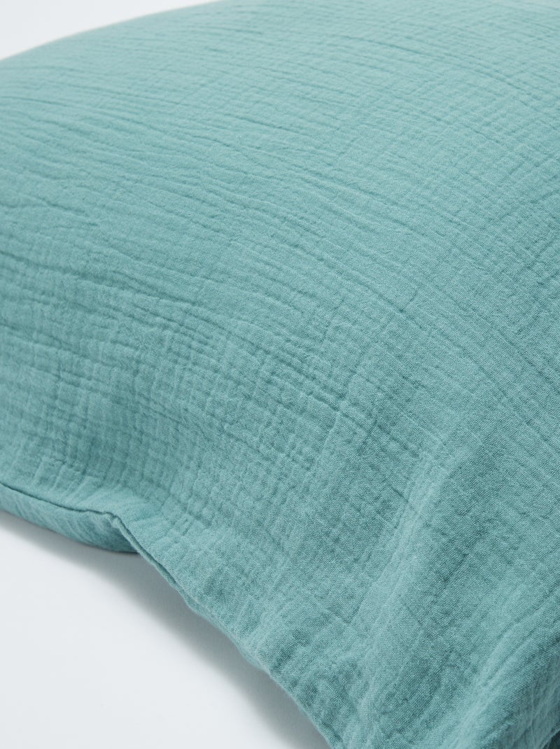 Taie d'oreiller gaze de coton 50 x 70 ou 63 x 63 cm - Kiabi Home Bleu turquoise - Kiabi
