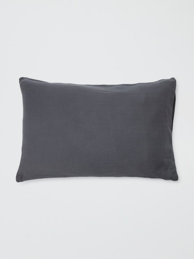 Taie d'oreiller gaze de coton 50 x 70 ou 63 x 63 cm - Kiabi Home Gris anthracite - Kiabi