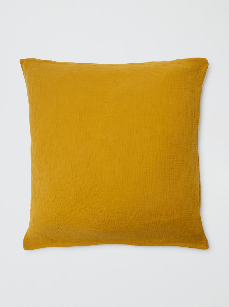 Taie d'oreiller gaze de coton 50 x 70 ou 63 x 63 cm - Kiabi Home JAUNE - Kiabi