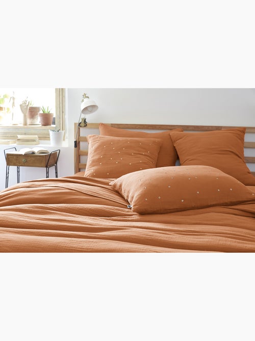 Taie d’Oreiller – Gaze de Coton Brodée Fil Or – Gaïa Chic - Kiabi