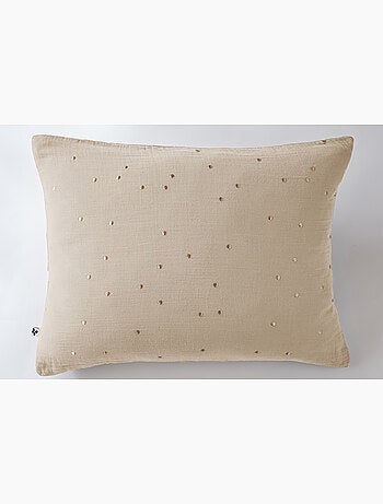 Taie d’Oreiller – Gaze de Coton Brodée Fil Or – Gaïa Chic