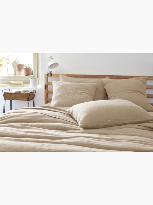 Taie d’Oreiller – Gaze de Coton Brodée Fil Or – Gaïa Chic - Kiabi