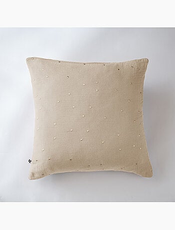 Taie d’oreiller – gaze de coton brodée fil or – gaïa chic