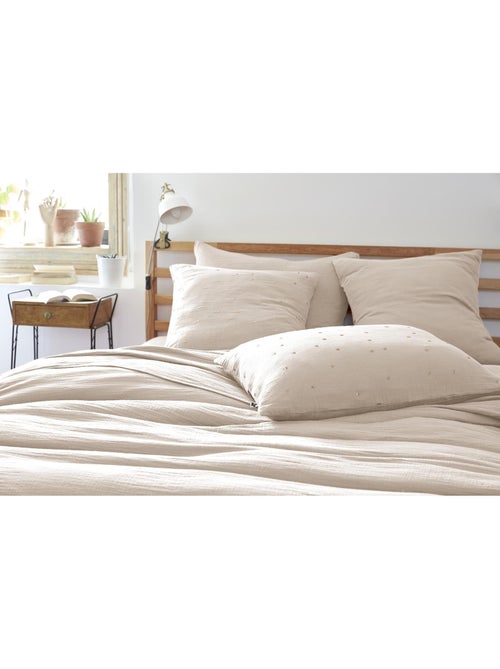 Taie d’Oreiller – Gaze de Coton Brodée Fil Or – Gaïa Chic - Kiabi
