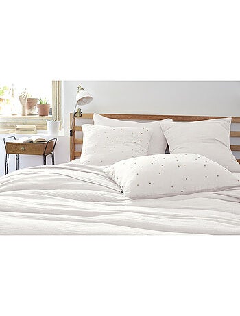 Taie d’Oreiller – Gaze de Coton Brodée Fil Or – Gaïa Chic