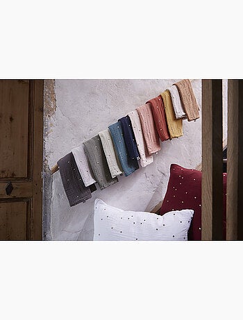 Taie d’Oreiller – Gaze de Coton Brodée Fil Or – Gaïa Chic