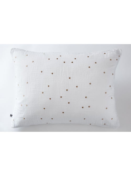 Taie d’Oreiller – Gaze de Coton Brodée Fil Or – Gaïa Chic - Kiabi