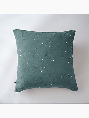 Taie d’Oreiller – Gaze de Coton Brodée Fil Or – Gaïa Chic