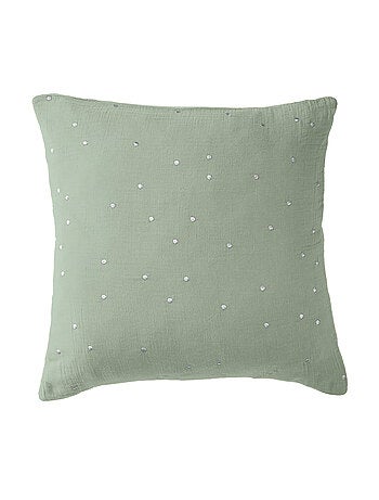 Taie d’Oreiller – Gaze de Coton Brodée Fil Or – Gaïa Chic