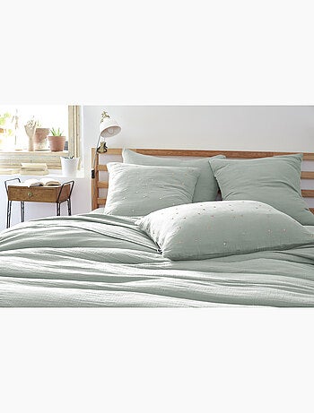 Taie d’Oreiller – Gaze de Coton Brodée Fil Or – Gaïa Chic