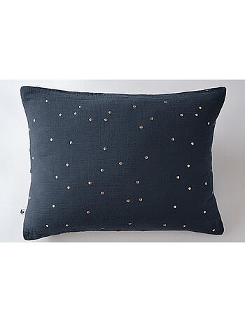 Taie d’Oreiller – Gaze de Coton Brodée Fil Or – Gaïa Chic