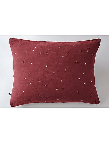 Taie d’Oreiller – Gaze de Coton Brodée Fil Or – Gaïa Chic