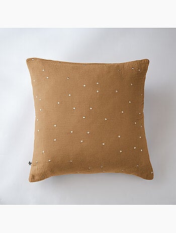 Taie d’Oreiller – Gaze de Coton Brodée Fil Or – Gaïa Chic