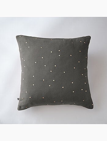 Taie d’Oreiller – Gaze de Coton Brodée Fil Or – Gaïa Chic