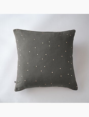 Taie d’Oreiller – Gaze de Coton Brodée Fil Or – Gaïa Chic